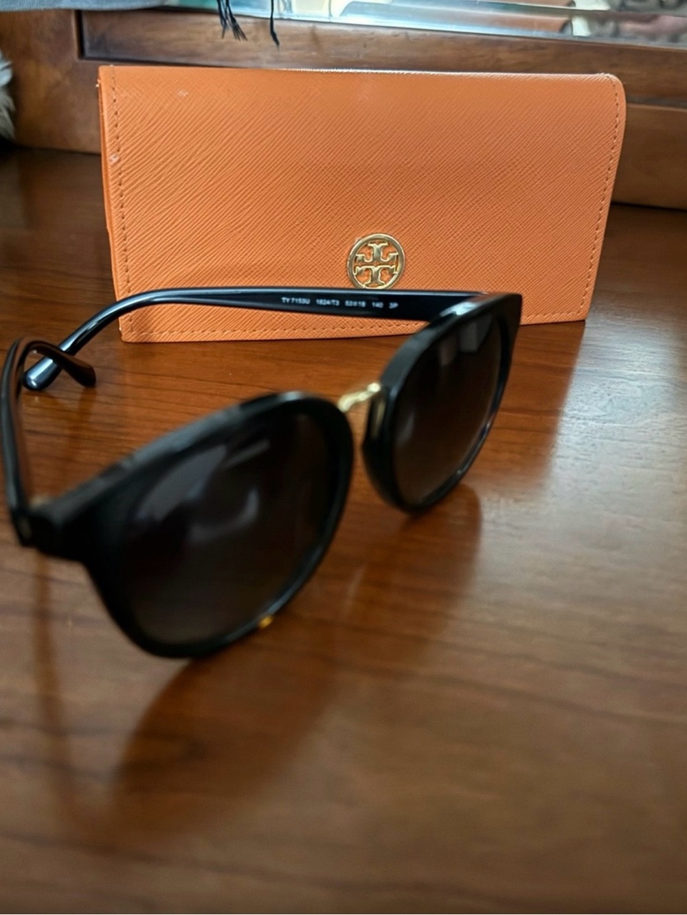 Tory Burch Black Sunglasses with Orange Logo Case